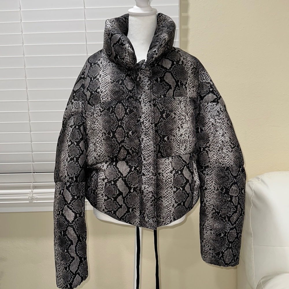 Apparis black animal print performance coat
